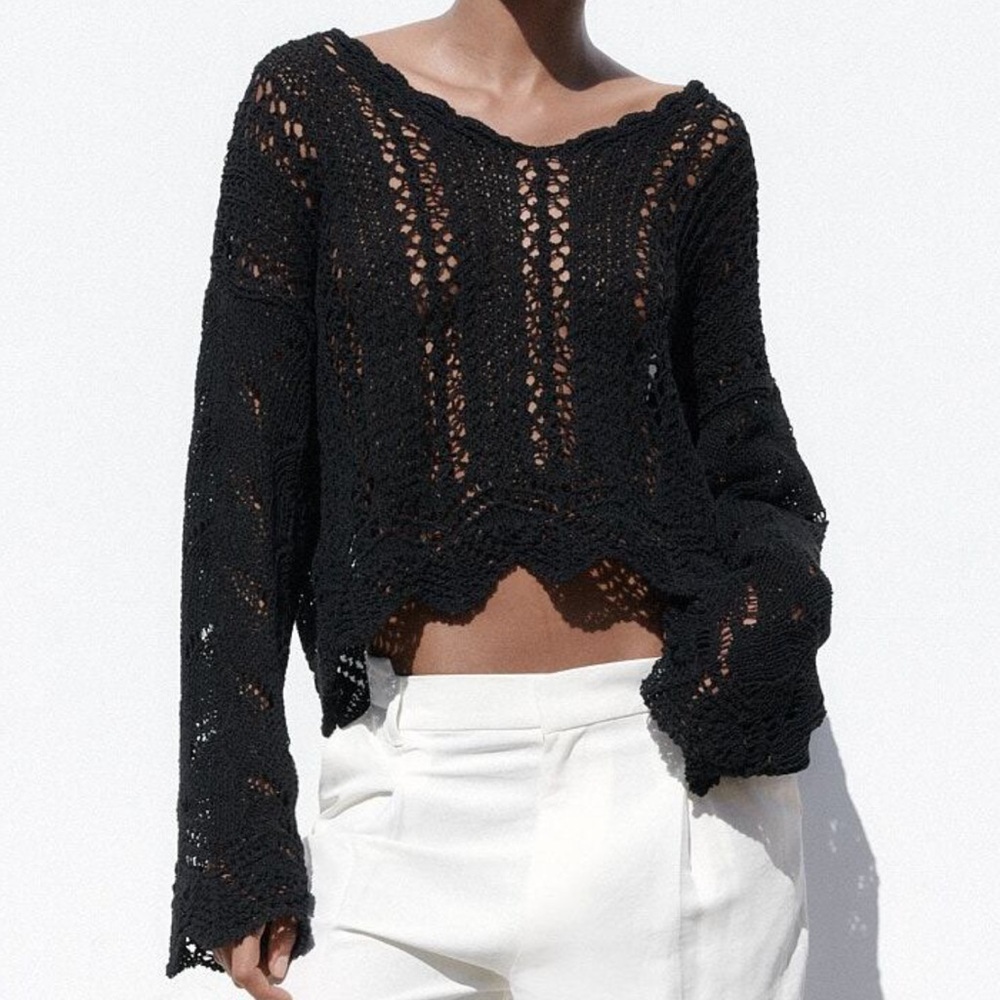 Oversized open knit sweater, ZARA